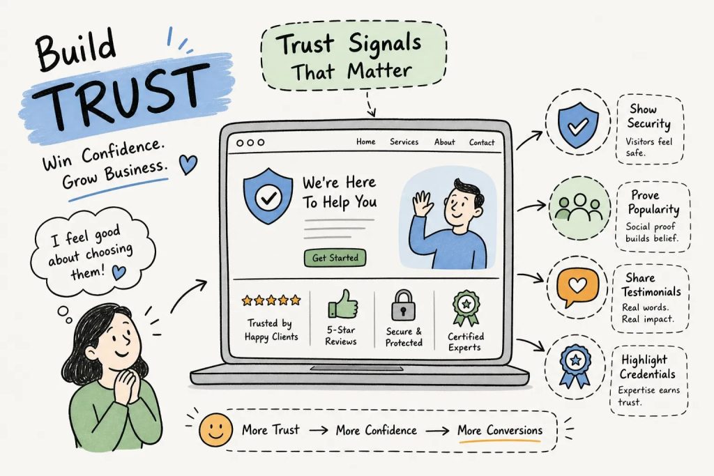 Trust signals that strengthen a service business website
