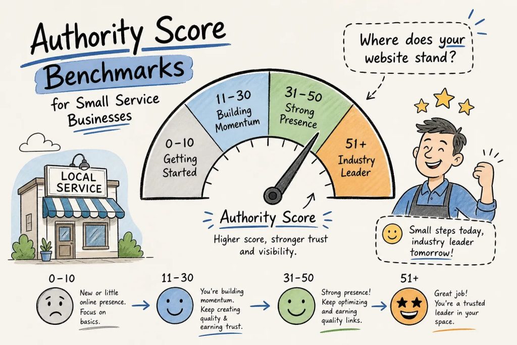 Authority score benchmarks for small service businesses