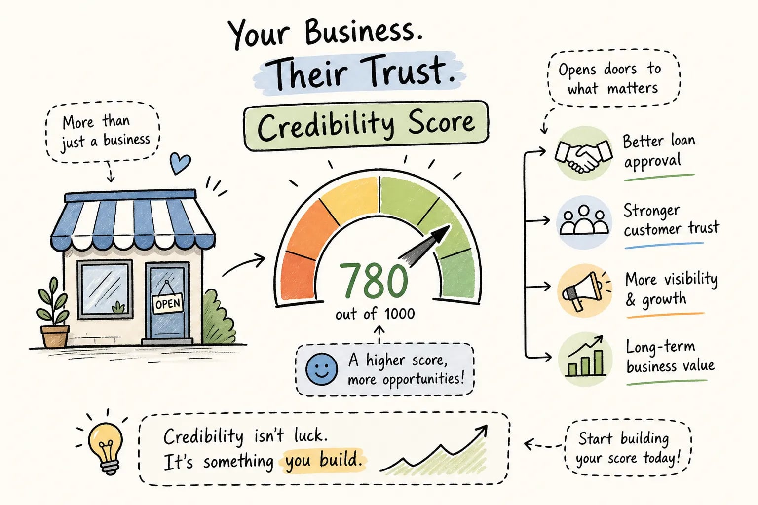 Small business credibility score and digital authority signals
