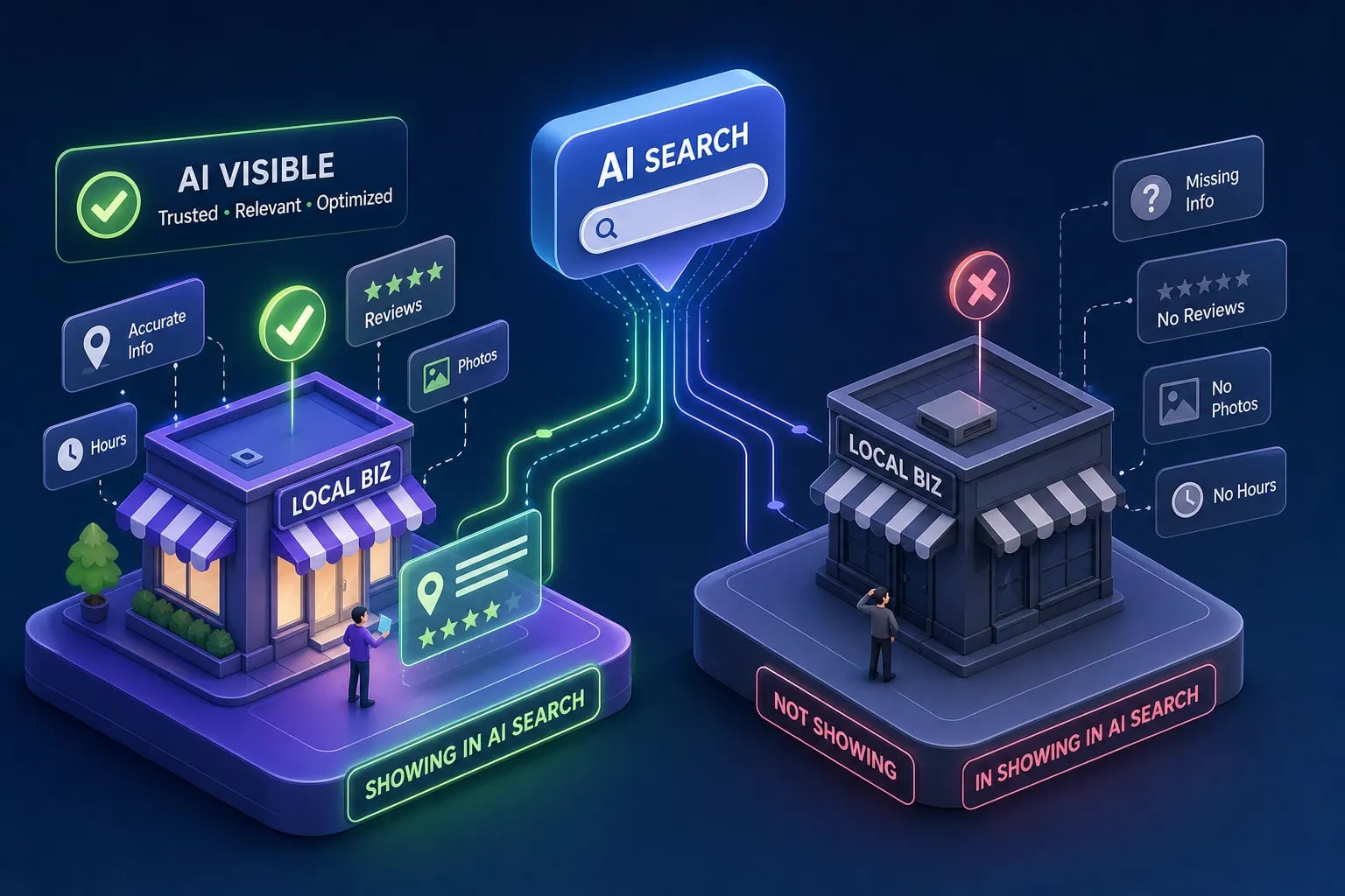 Local businesses appearing in AI search results through verified authority signals