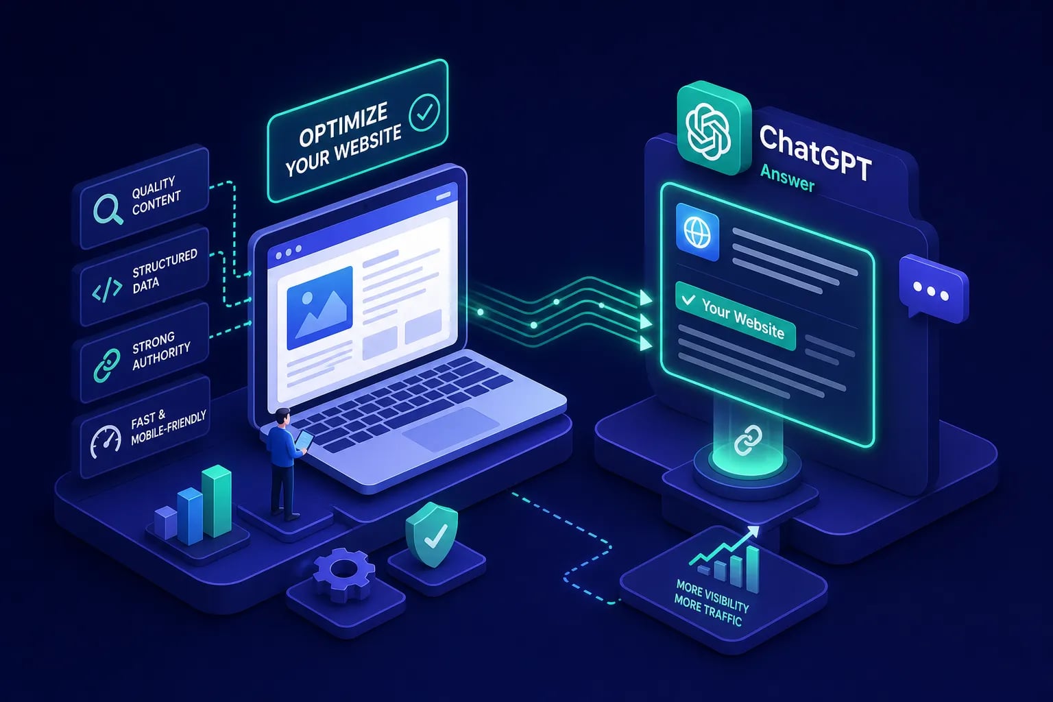 Website optimization steps for appearing in ChatGPT answers