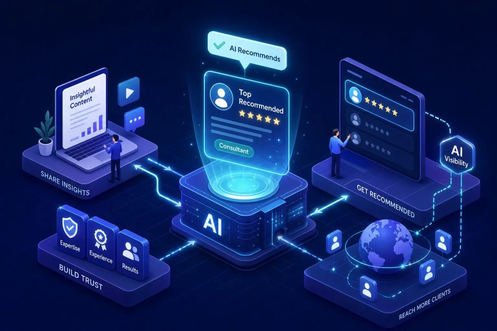 AI network illustrating consultant thought leadership visibility
